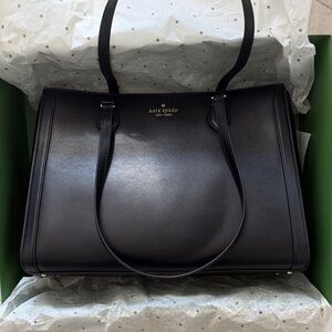 NWT - Kate Spade Outlet Saffiano Large Black Laptop Tote (gold hardware)